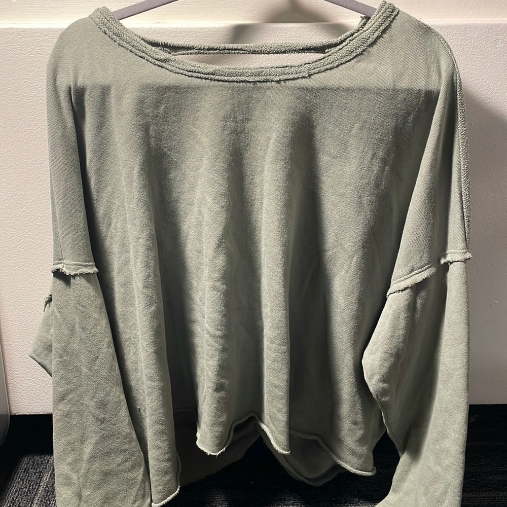 Aerie Twisted Back Olive Green Backless Cropped Sweater